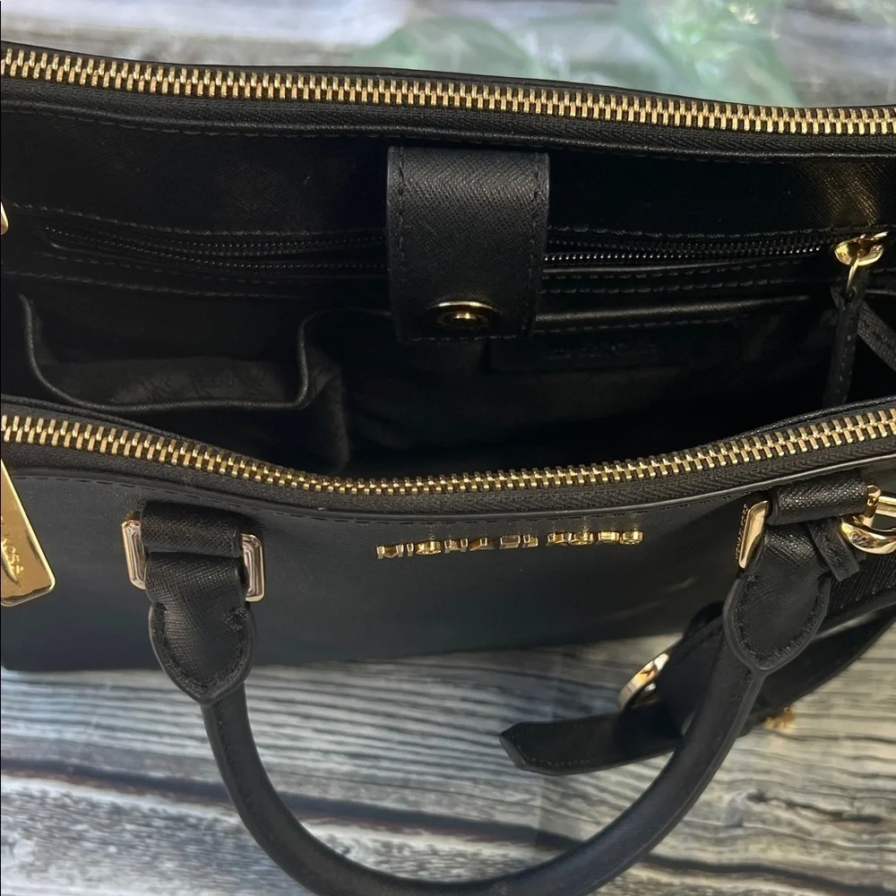 Michael Kors Sheila Large Satchel with Gold Color Accent